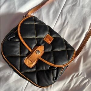Dooney & Bourke Black and Tan Quilted Crossbody Bag